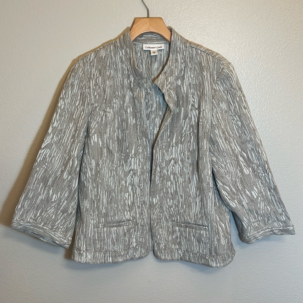Coldwater Creek Tan Open Front Cotton Blazer Jacket